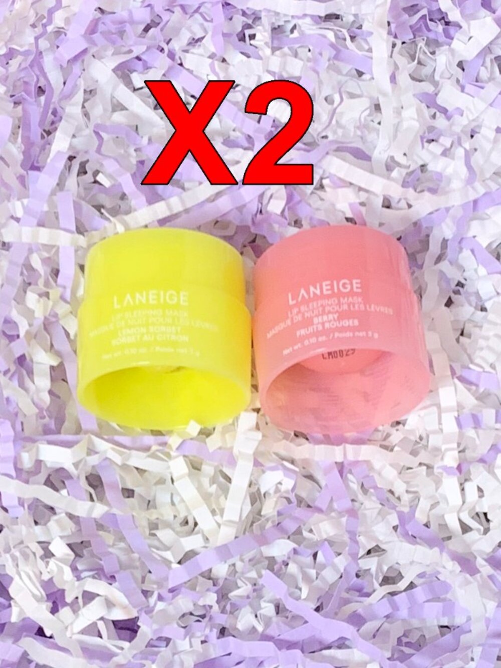2 Pack LANEIGE Lip Sleeping Mask Travel Size Mini Lemon Sorbet & Berry